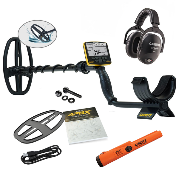 Detector de Metales Garrett ACE Apex Pack Inalambrico con Bobina Viper 6" x 11"